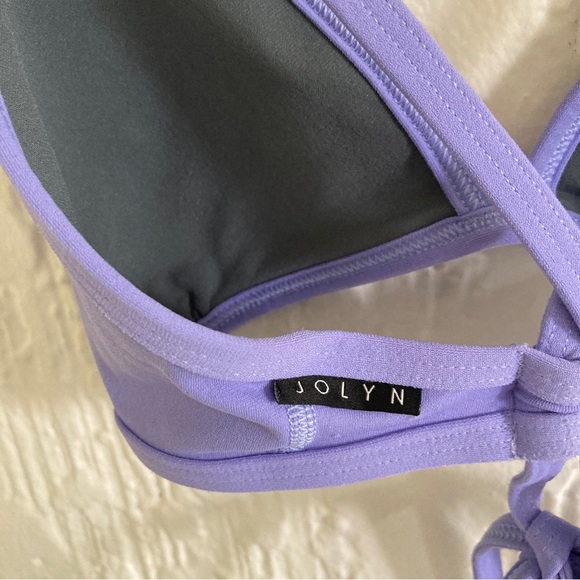 Jolyn Lavender Purple Triangle Criss Cross Active Bikini Top Size Large - Picture 6 of 10
